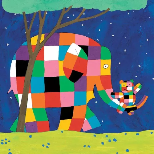 Elmer square teddy bear, Greeting Card