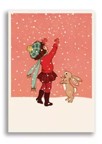 Catching Snow, Playtime Xmas Postcard