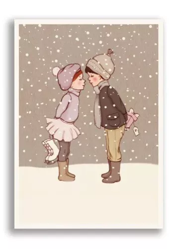 Winter Kiss, Playtime Xmas Postcard