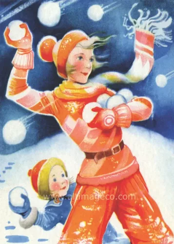 Christmas Art Deco illustration, 1925, Greeting Card