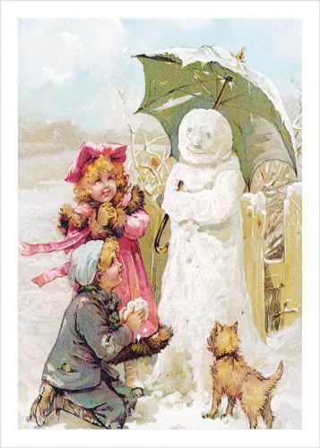 Building a snowman, Greeting Card