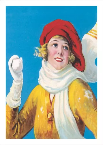 Girl holding a snowball, Greeting Card