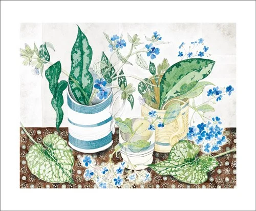 Striped Cups with Spring, Greeting Card