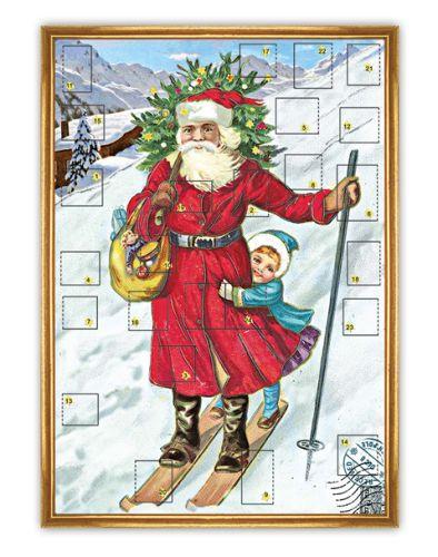 Skiing Father Christmas, Advent Calender, A3