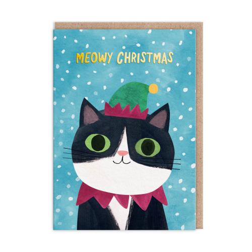 Elf Hat Kitty Greeting Card (A6)