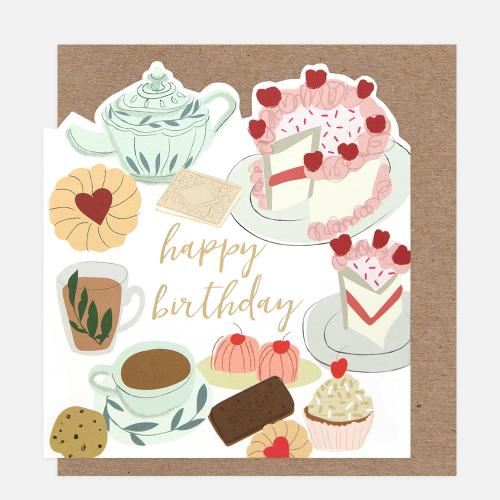 Happy Birthday Cakes With Tea Scene