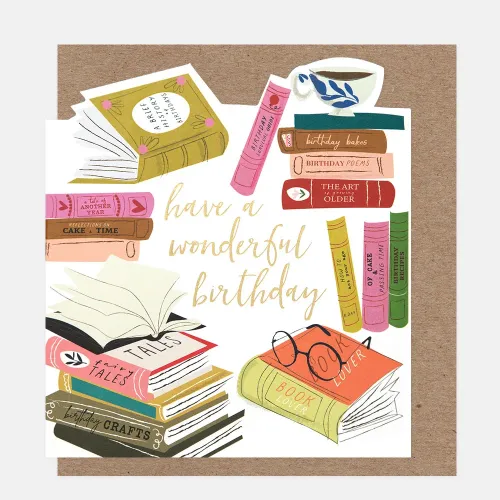 Have A Wonderful Birthday Stacks of Books
