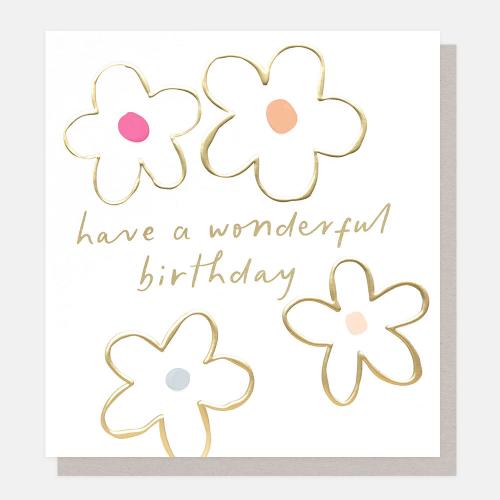 Have A Wonderful Birthday Gold Flowers