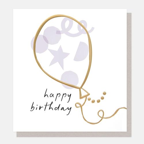 Happy Birthday Confetti In Gold Balloon