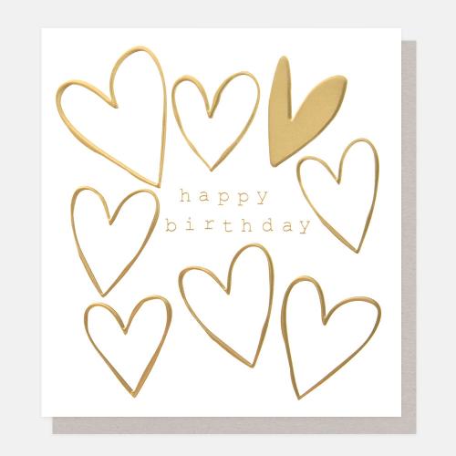 Happy Birthday Gold Heart Wreath