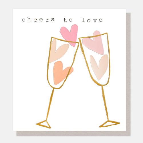 Cheers To Love Champagne Glasses With Heart Confetti