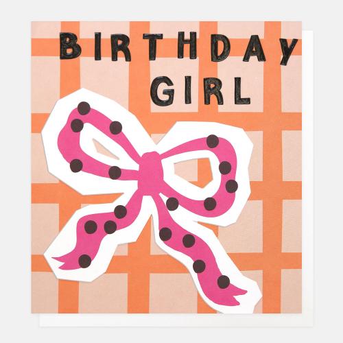 Birthday Girl Spotty Bow With Pink and Red Check
