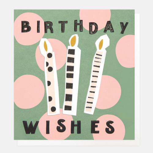 Birthday Wishes Candles With Green and Pink Spot