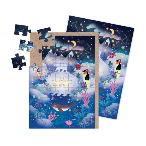Christmas North Pole Jigsaw Greeting Card (A6)