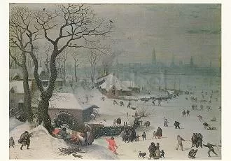 Winter Landscape with Snowfall (1575), Postcard