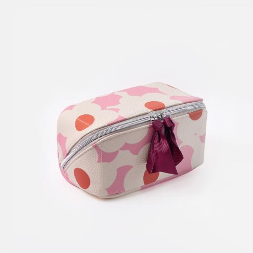 Pink Flower Diagonal Cosmetic Bag