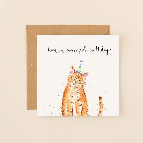 Purrrrfect Birthday Cat, Greeting Card