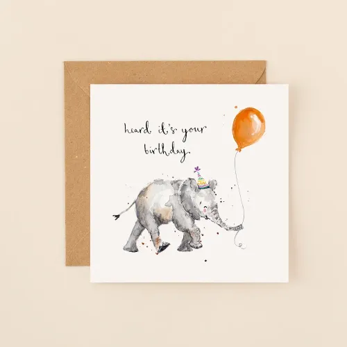 Elephant Heard It'S Your Birthday, Greeting Card