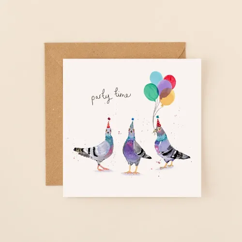 Pigeons Party Time, Greeting Card