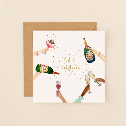 Champagne And Cocktails Let'S Celebrate, Greeting Card
