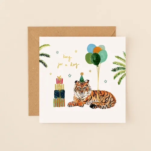 King For A Day Tiger, Greeting Card