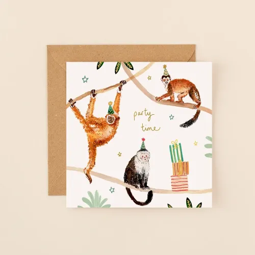 Party Time Monkeys, Greeting Card