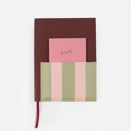 Wine/Pink & Green Stripe Pocket Journal Set