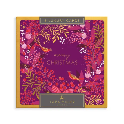 Sara Miller Pink Wreath & Berries Luxury Box
