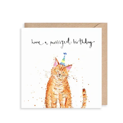 Purrrrfect Birthday Cat, Greeting Card