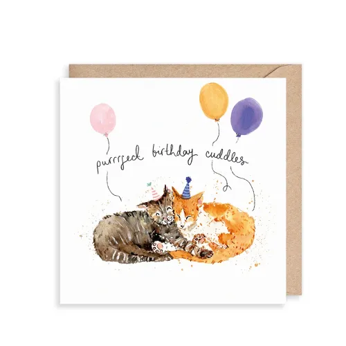 Purrrfect Birthday Cuddles, Greeting Card