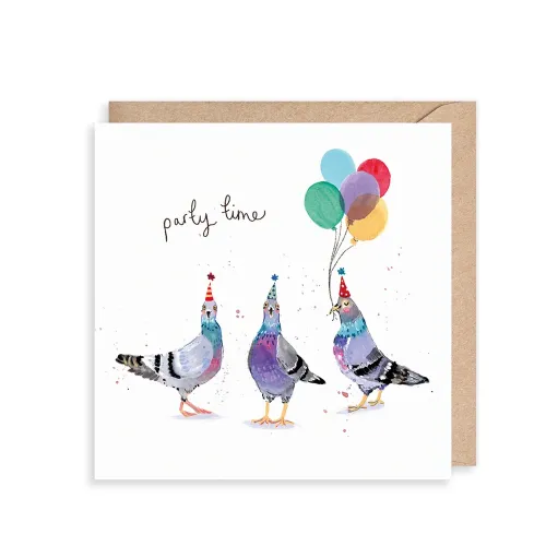Pigeons Party Time, Greeting Card