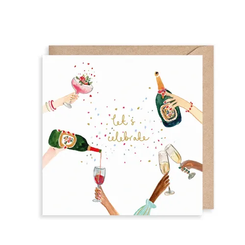 Champagne And Cocktails Let'S Celebrate, Greeting Card