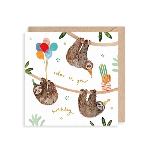 Sloths Relax On Your Birthday, Greeting Card