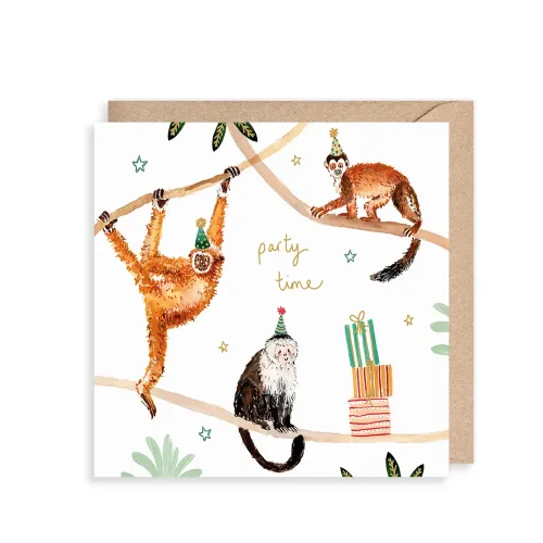 Party Time Monkeys, Greeting Card