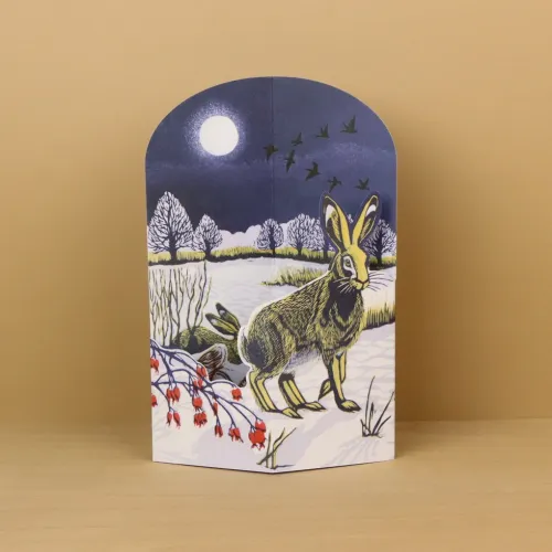 Winter Hares Die-cut Card
