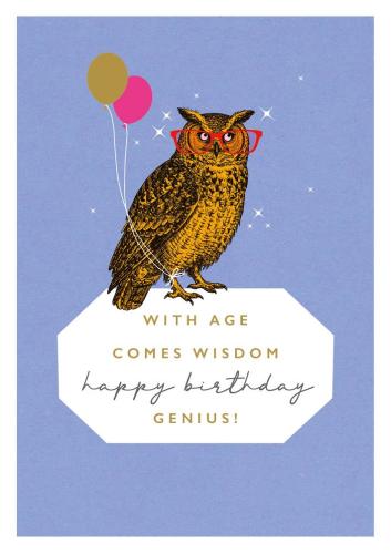 Rock On Wiser Owl Birthday Card