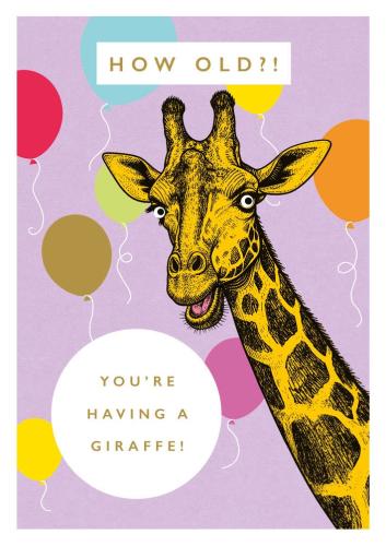 Rock On How Old Giraffe Birthday Card