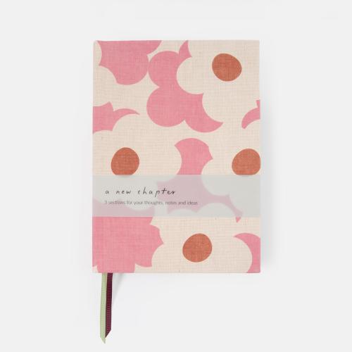 Pink Flower 3-Section A5 Hardback Notebook