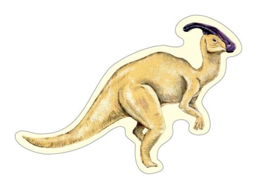 Dinosaur Parasaurolophus Wooden Pin Badge