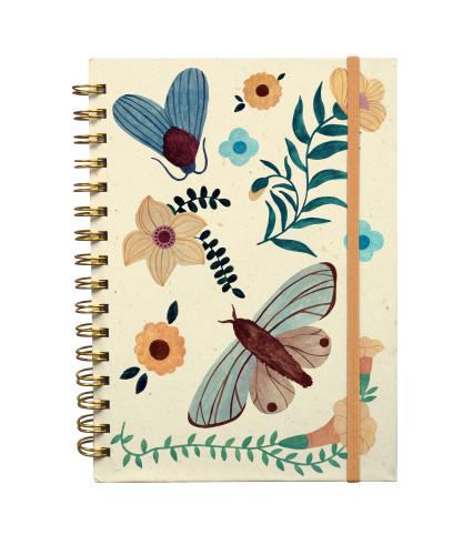 Flutter and Bloom A5 Blank Wiro Notebook