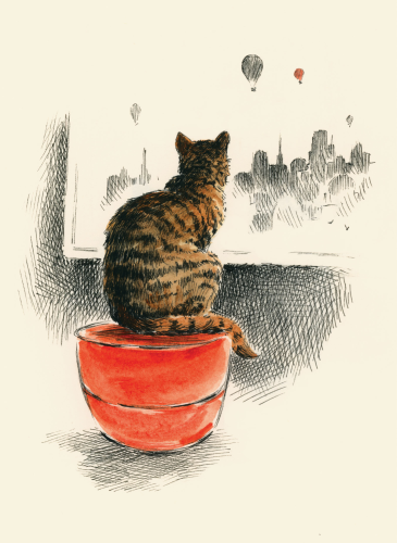 Cat Looking Out Of Window Petite Card