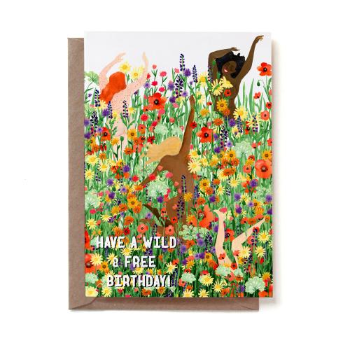 Wild Bday Flowerfield Greeting Card