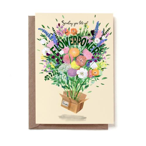 Box Flowers Power Greeting Card