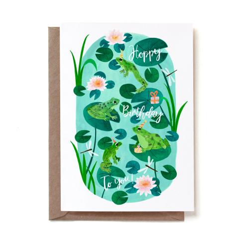 Hoppy Frogs Bday Greeting Card