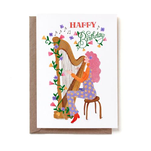 Happy Harp Bday Greeting Card