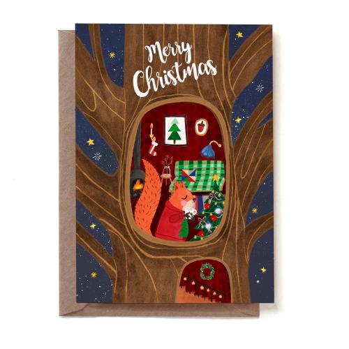X-Mas Squirl Tree Greeting Card