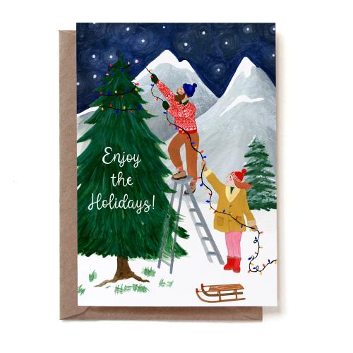 Christmas Tree Decorating Greeting Card