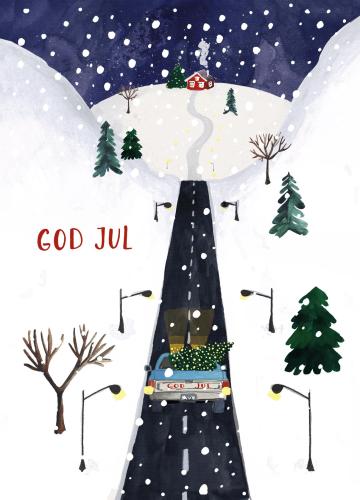 På Väg Hem Till Jul Dubbelvikt Kort