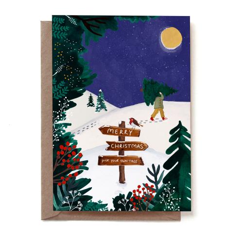 Christmas Tree Picking Greeting Card