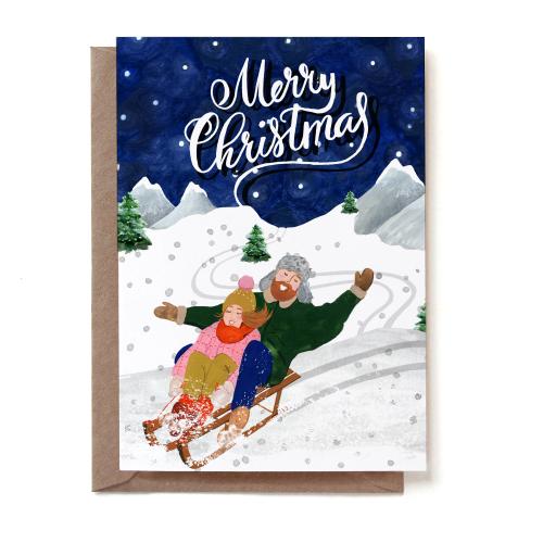 Slede Ride Greeting Card